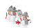 FAMILY CHRISTMAS Karácsonyfadísz, poliészter hóember, 10 cm, 4 db / csomag (58725)