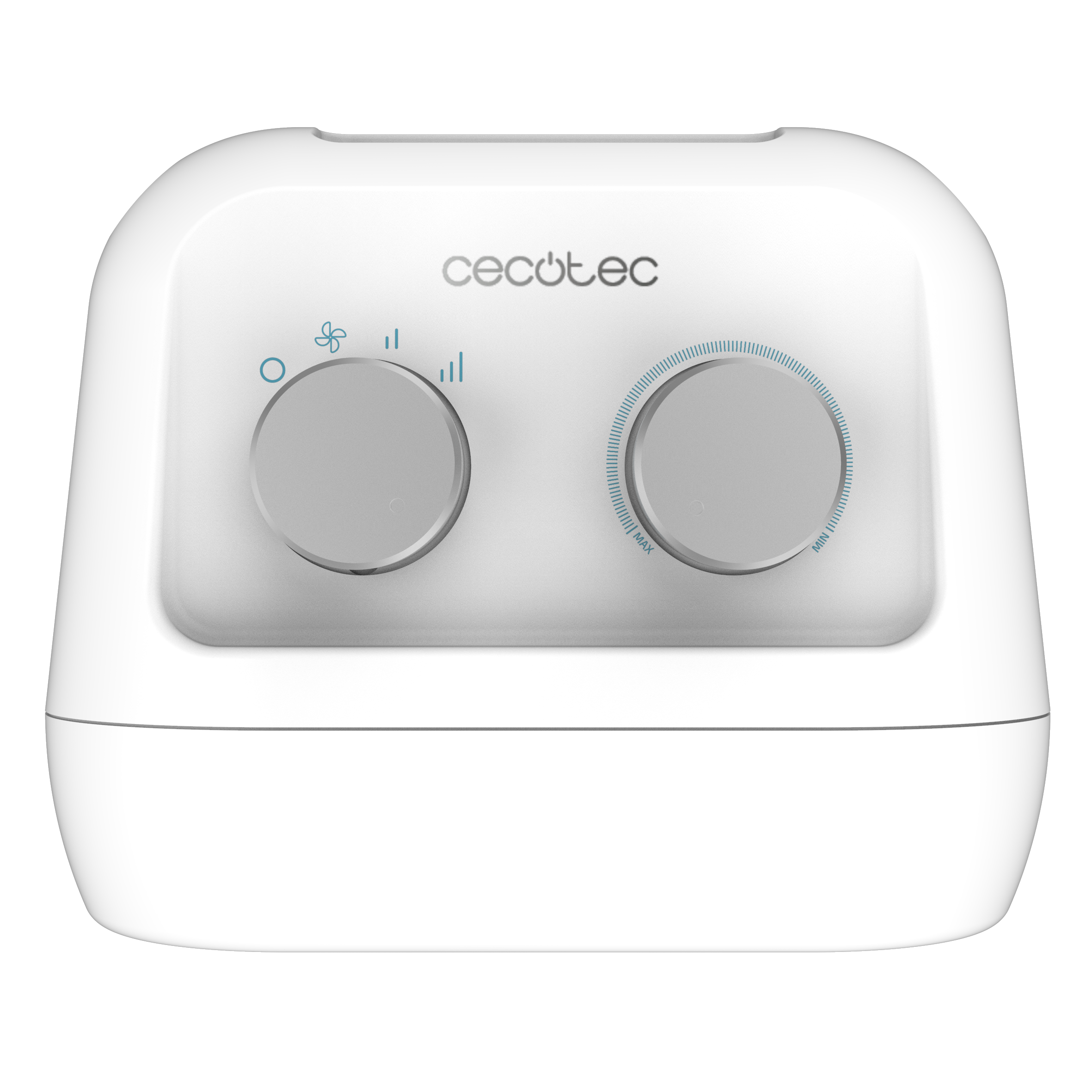 Un dispositivo blanco con dos perillas de control.
