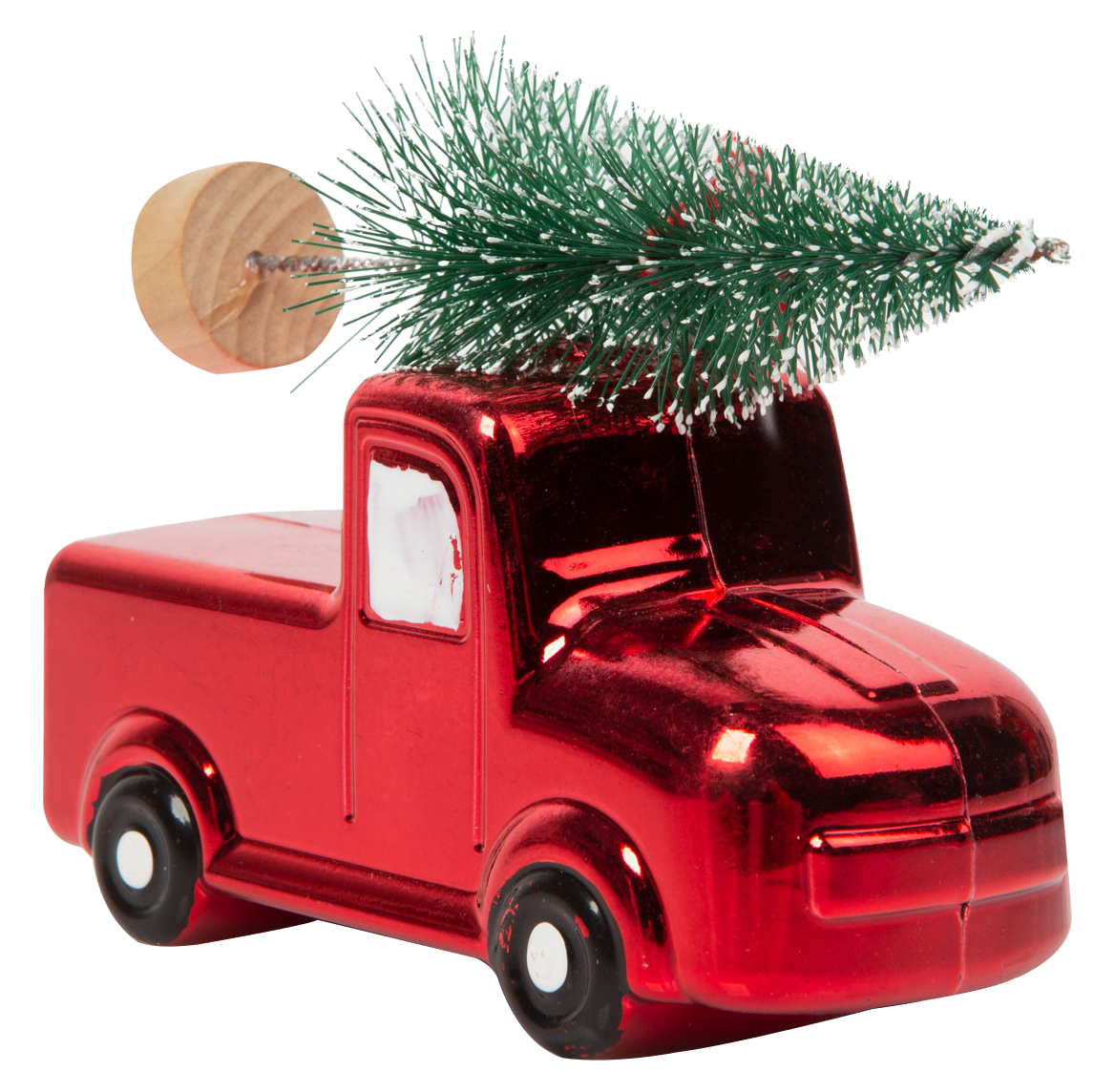 FAMILY CHRISTMAS Karácsonyfa dísz, kisautó fenyőfával, 10 x 4,5 8 cm (58529)