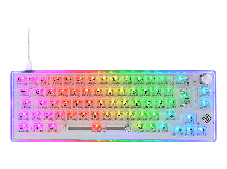 DELTACO GAM160TCH - Gaming Tastatur, Kabelgebunden, QWERTZ, 65%, Mechanisch, Transparent