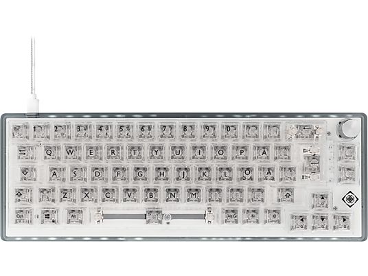 DELTACO GAM160TCH - Tastiera da gioco, Connessione con cavo, QWERTZ, 65%, Mechanical, Trasparente