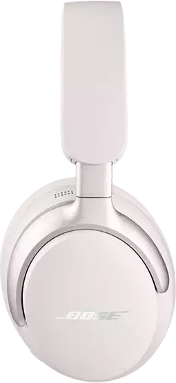Weiße Bose Kopfhörer mit sichtbarem Bose-Logo.