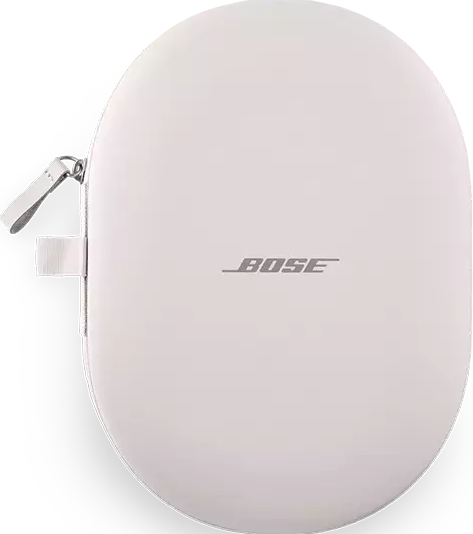 Weißes Bose-Kopfhörer-Etui mit Bose-Logo.