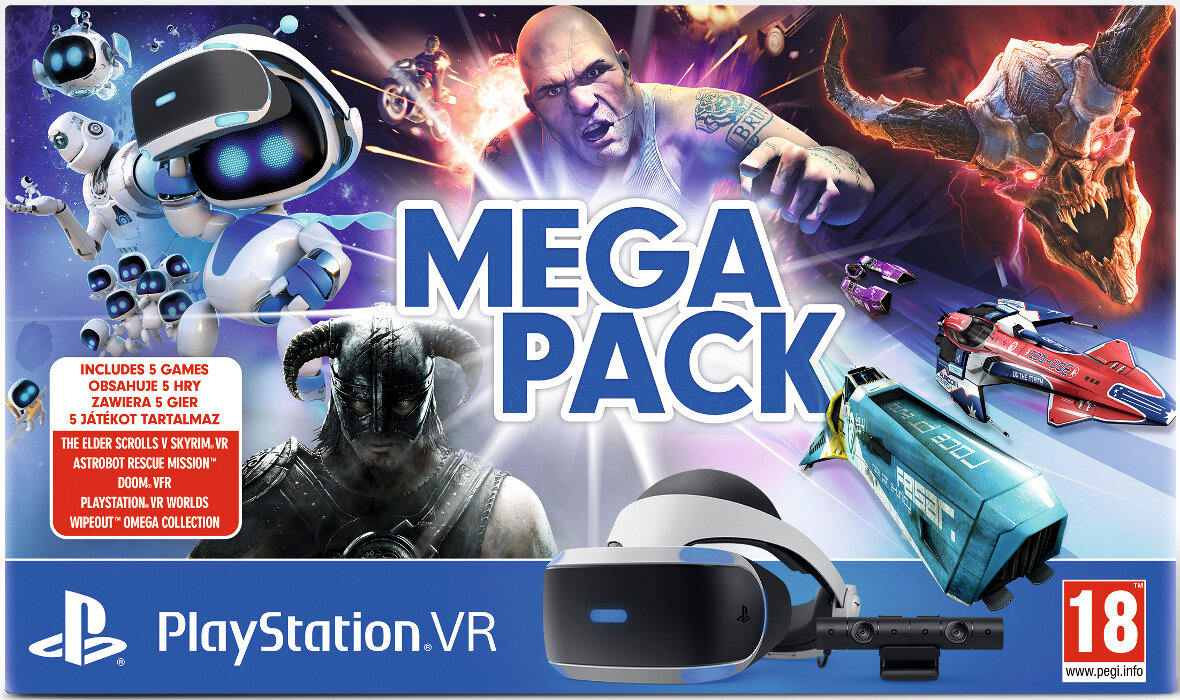 Gogle Wirtualnej Rzeczywistości SONY PlayStation VR + PlayStation Camera V2 + The Elder Scrolls V Skyrim VR + Astrobot Rescue Mission + Doom VR + VR