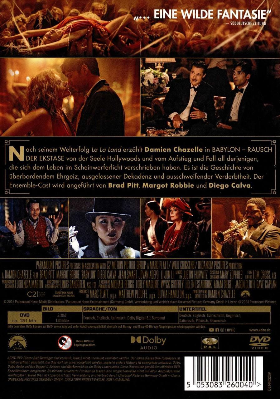 Rückseite einer DVD-Hülle mit Filmdetails, Fotos der Besetzung und Credits. Mehrere Personen sind sichtbar.