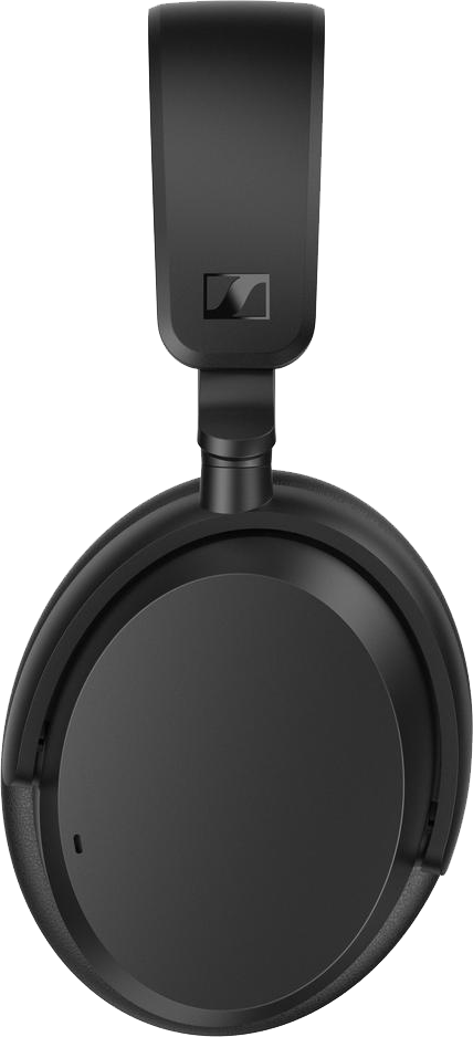 Fekete fejhallgató Sennheiser logóval, fülre helyezhető.