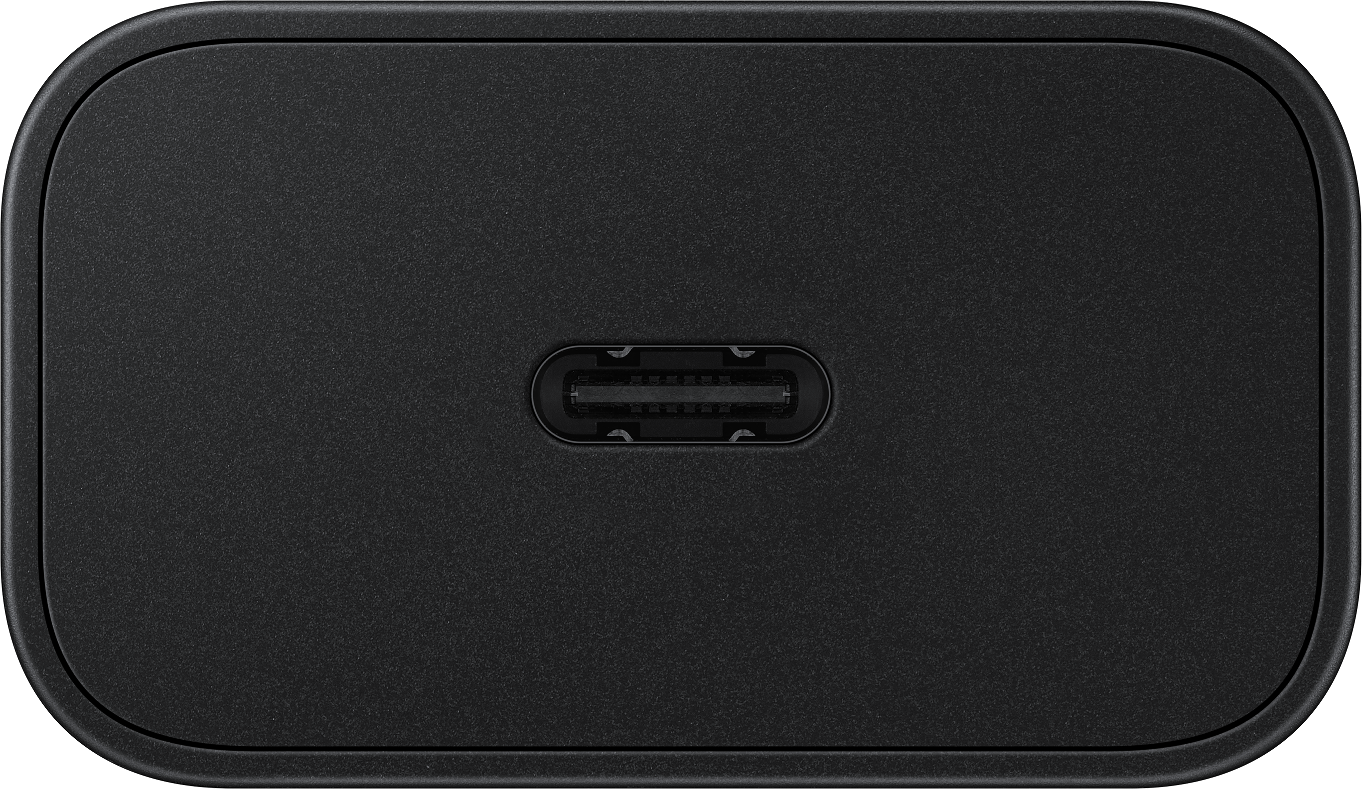 Dispositivo rettangolare nero con porta USB-C. Texture opaca.
