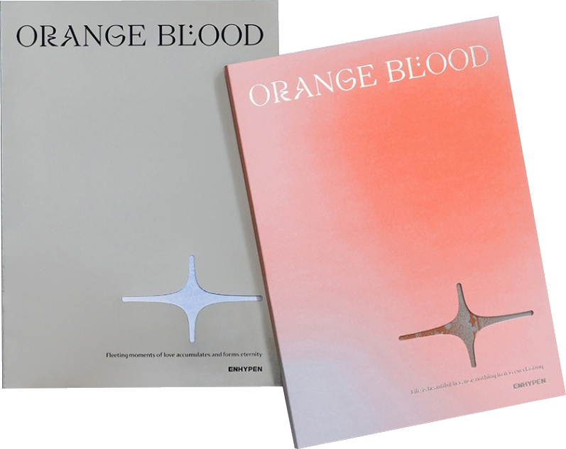 Két könyvborító. Az egyik szürke, a másik narancs. Mindkettőn az ORANGE BLOOD felirat.