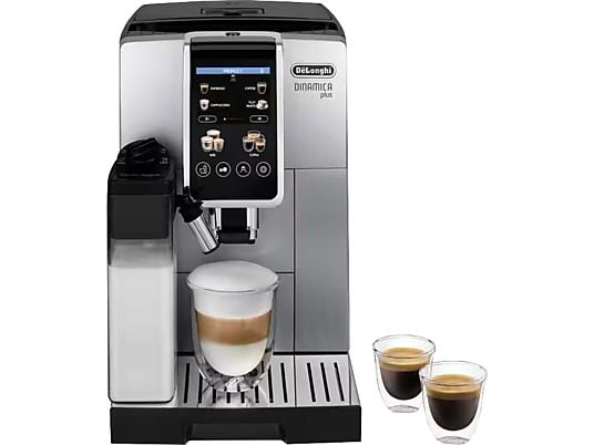 DE-LONGHI Dinamica Plus ECAM380.85.SB - Kaffeevollautomat (Silber/Schwarz)