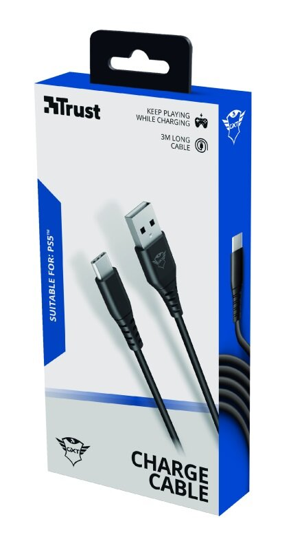 Kabel ładujący USB-C w pudełku, kolory biały i czarny.