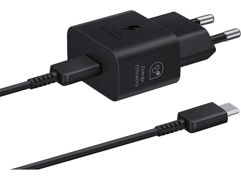 Samsung Ladegerät USB-C, Schwarz (EP-T2510X); Schnellladeadapter mit Datenkabel — Foto 4 von 4