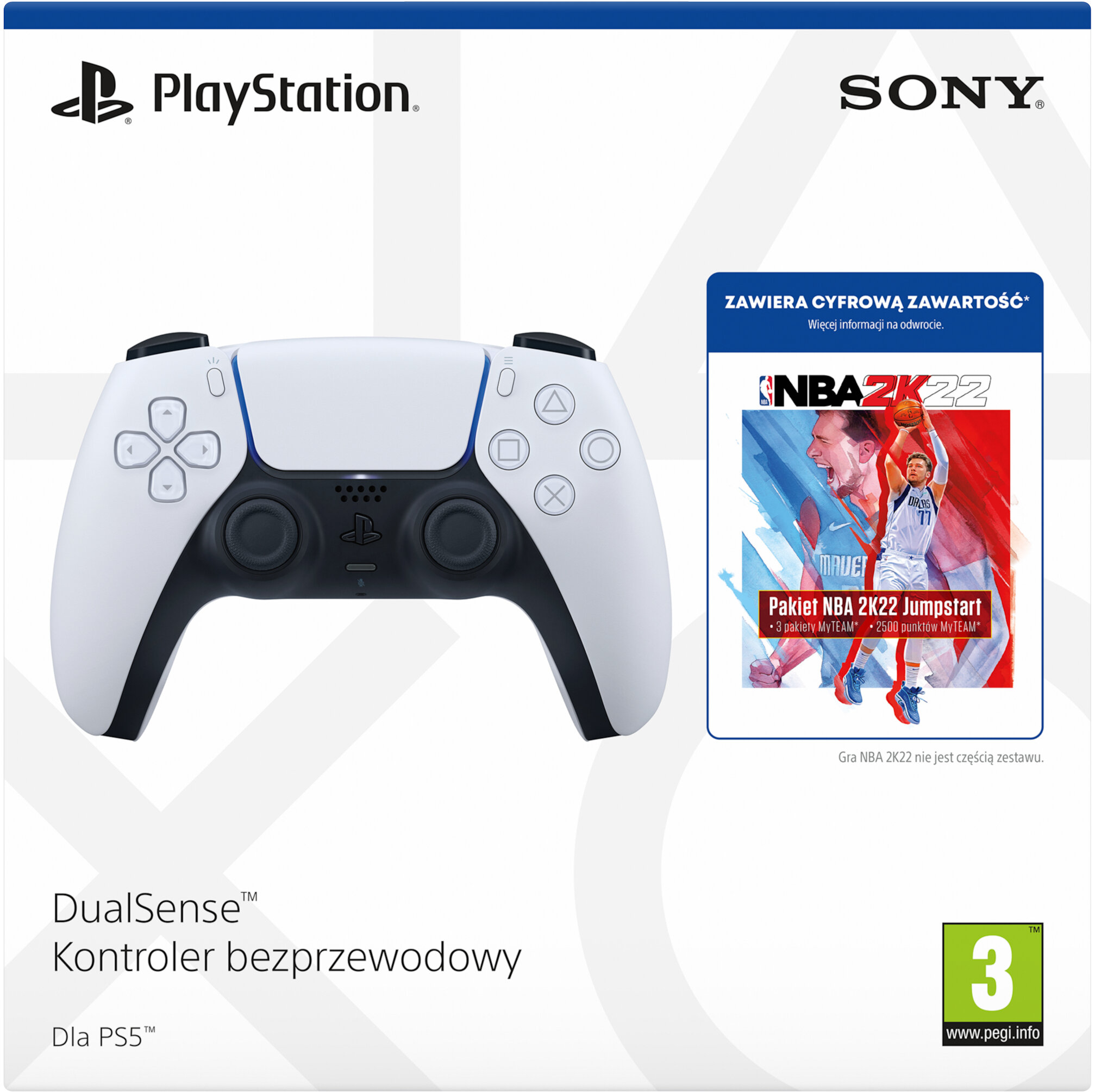 Kontroler bezprzewodowy SONY DualSense Biały + NBA 2K22 Jumpstart