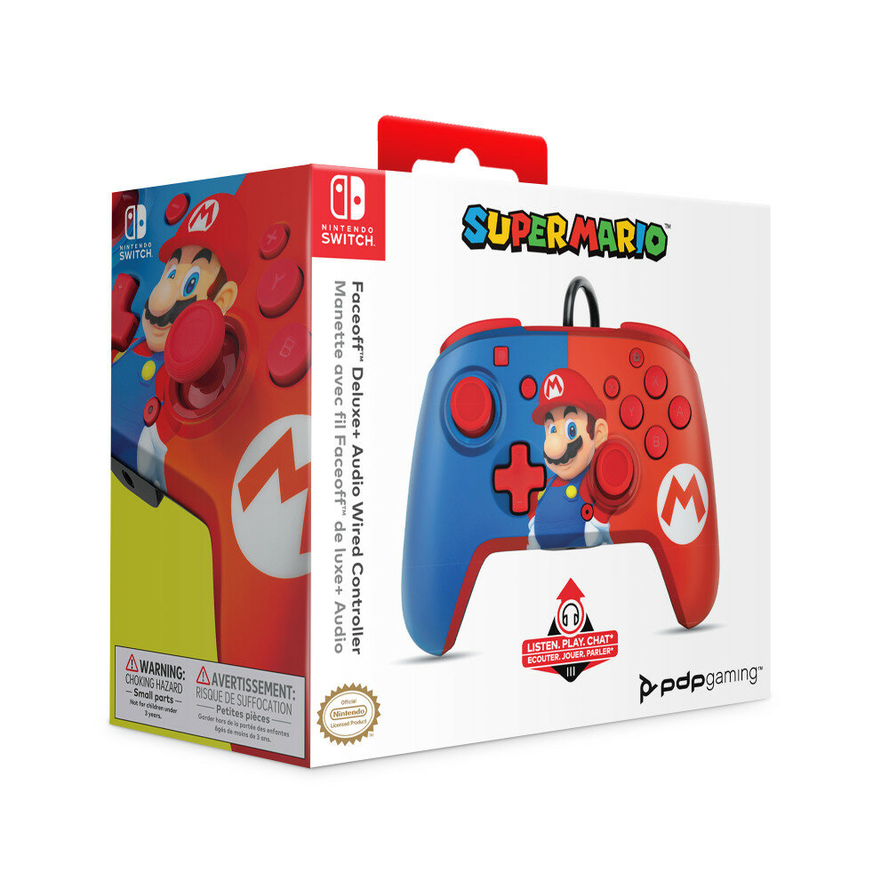Kontroler PDP Faceoff Deluxe+ Audio Wired Controller Super Mario do Nintendo Switch