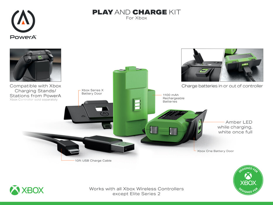 Akumalator POWERA Play and Charge kit - 2 x akumulator do kontrolera bezprzewodowego Xbox Series/Xbox One