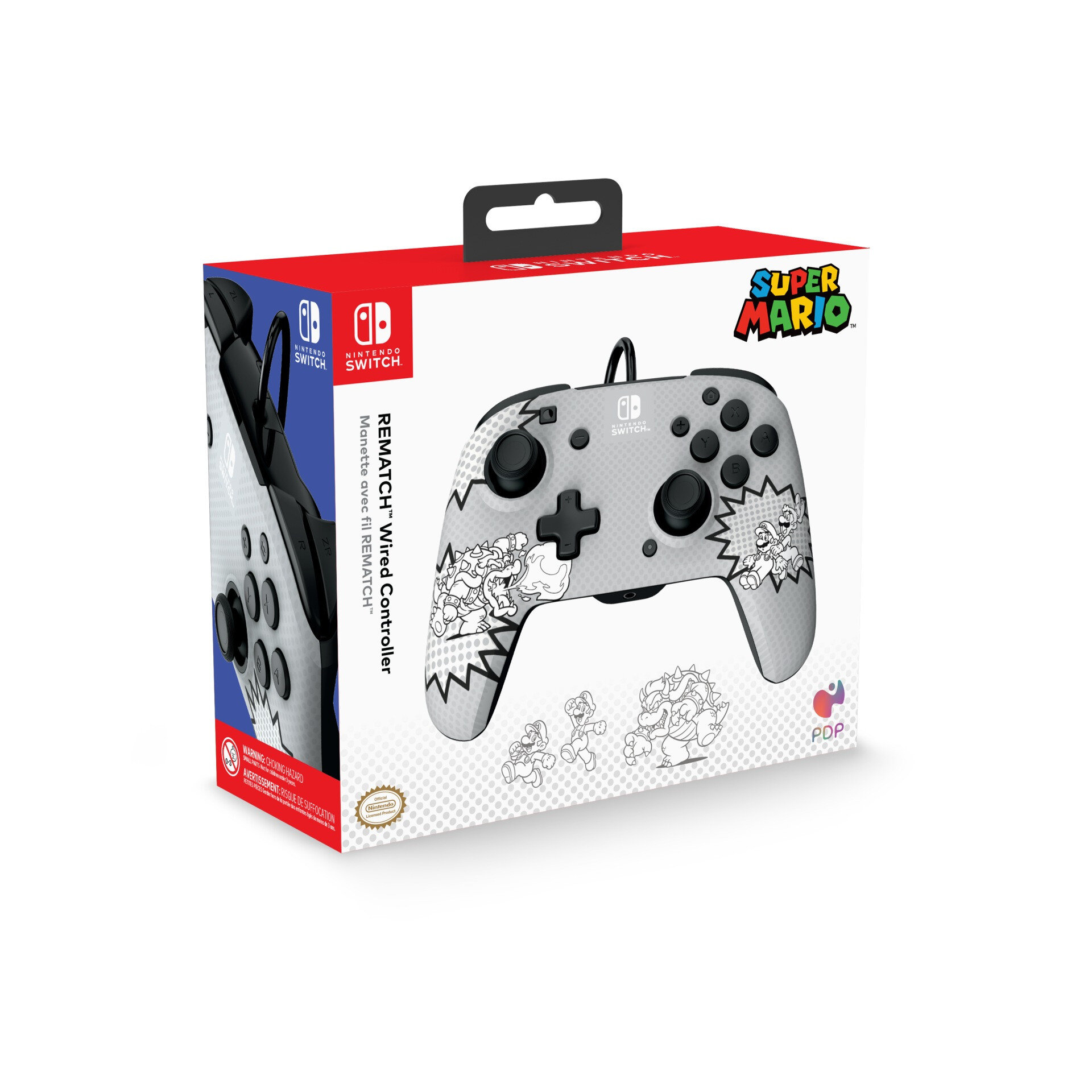 Kontroler przewodowy PDP Rematch Faceoff Deluxe+ Audio Comic Mario do Nintendo Switch