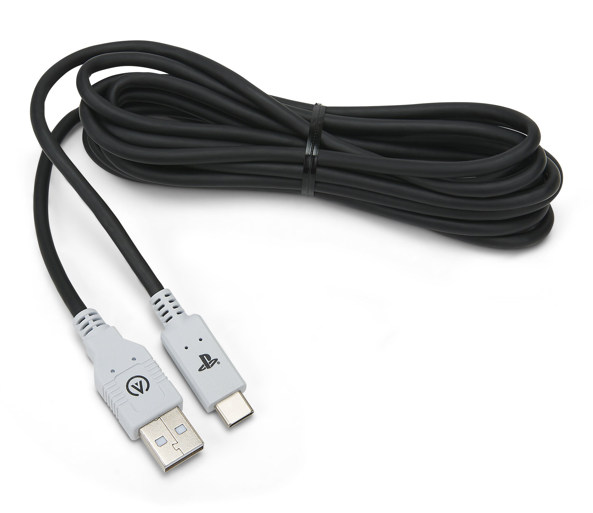 Czarny kabel USB ze złączami USB i Type-C.