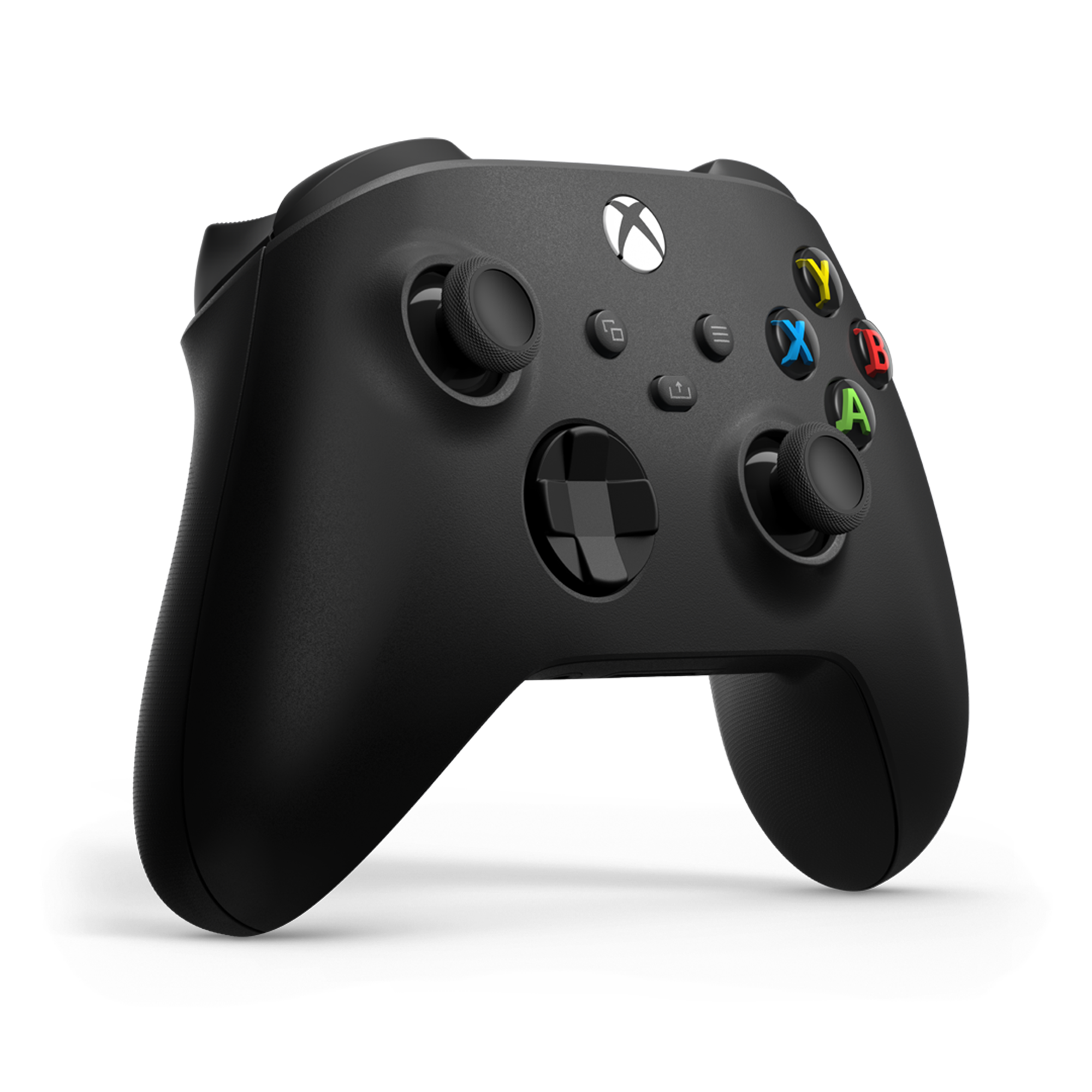 Czarny kontroler Xbox z przyciskami, w tym padem kierunkowym i gałkami.