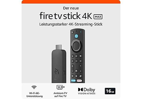 AMAZON Fire TV Stick 4K Max, unterstützt Streaming über Wi-Fi 6E, Ambient-TV