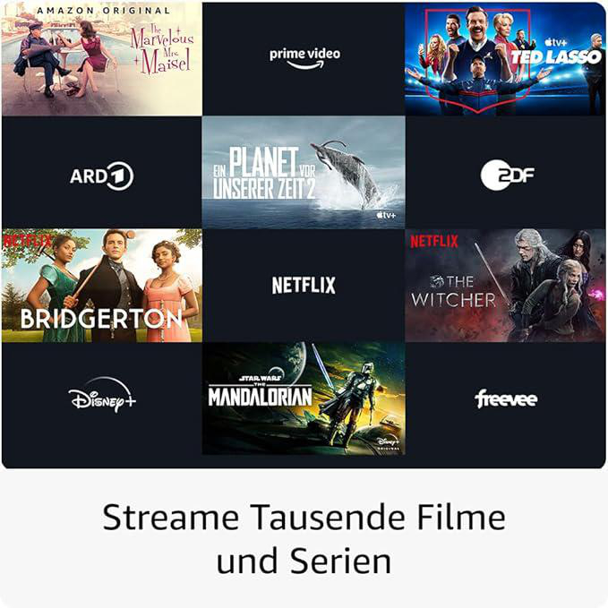 Eine Collage von Streaming-Dienst Logos, darunter Netflix, Amazon Prime und Disney+.