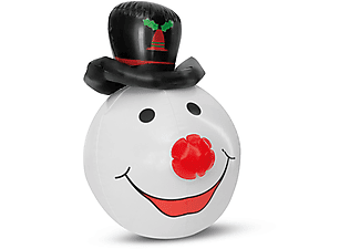 FAMILY CHRISTMAS Felfújható hóemberfej, piros / kék LED-del (58741A)