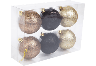 FAMILY CHRISTMAS Karácsonyfadísz szett,  gömbdísz, sötét arany, 6 cm, 6 db / szett (58773F)