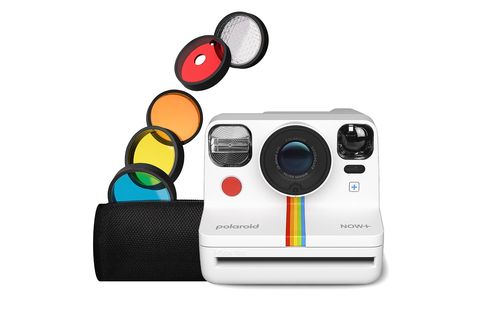 Cámara instantánea  Polaroid Now+ 2ª Generation, Enfoque automático,  Montura trípode, Kit lentes colores, Blanco