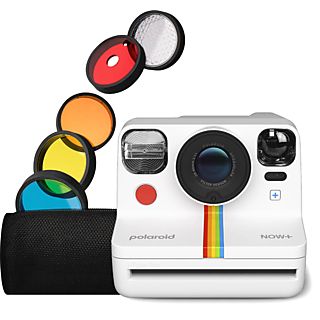Cámara instantánea - Polaroid Now+ 2ª Generation, Enfoque automático, Montura trípode, Kit lentes colores, Blanco