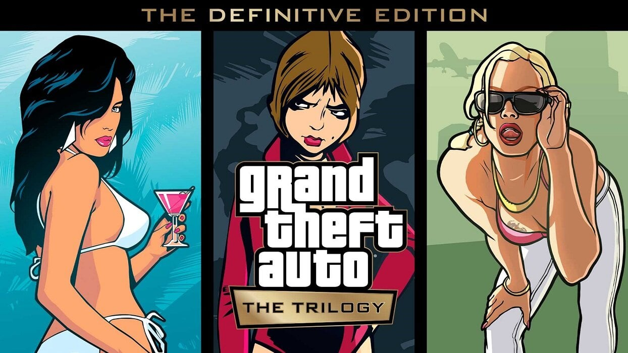 Grafika dla Grand Theft Auto: The Trilogy. Na okładce trzy kobiety.
