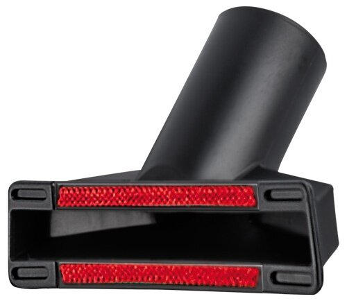 Czarna dysza odkurzacza z czerwonymi paskami filcowymi na dole.