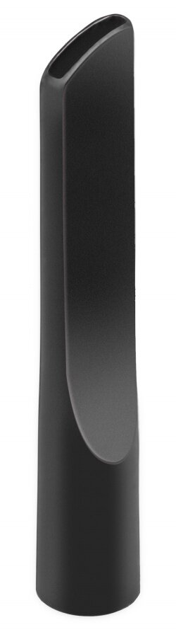 Czarna dysza odkurzacza. Ma długi, zakrzywiony kształt z wąskim końcem.