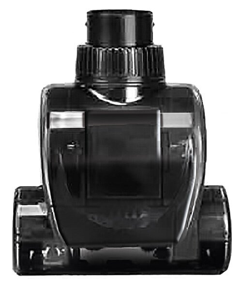 Czarny, cylindryczny obiekt z górą i podstawą, wyizolowany na białym tle.