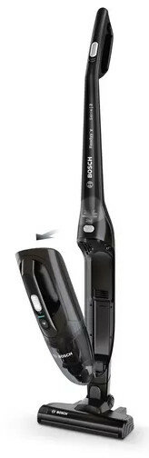 Czarny odkurzacz ręczny z odłączonym osprzętem.