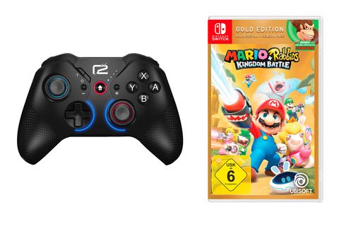 READY 2 Rabbids Switch, (Gold) + Nintendo | SATURN Schwarz Battle X Controller & Android Pro Controller kaufen Mario GAMING Kingdom PC, Pad für