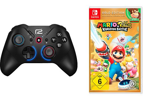 READY 2 GAMING Mario & Rabbids Kingdom Battle (Gold) + Pro Pad X Controller  Schwarz für Nintendo Switch, PC, Android Controller kaufen | SATURN