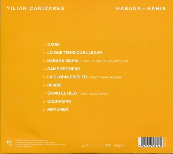 Albumcover mit Titelliste auf orangefarbenem Hintergrund und Künstlername und Titel.