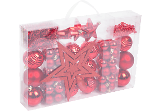 FAMILY CHRISTMAS Karácsonyfadísz szett, piros, 66 részes (58774B)