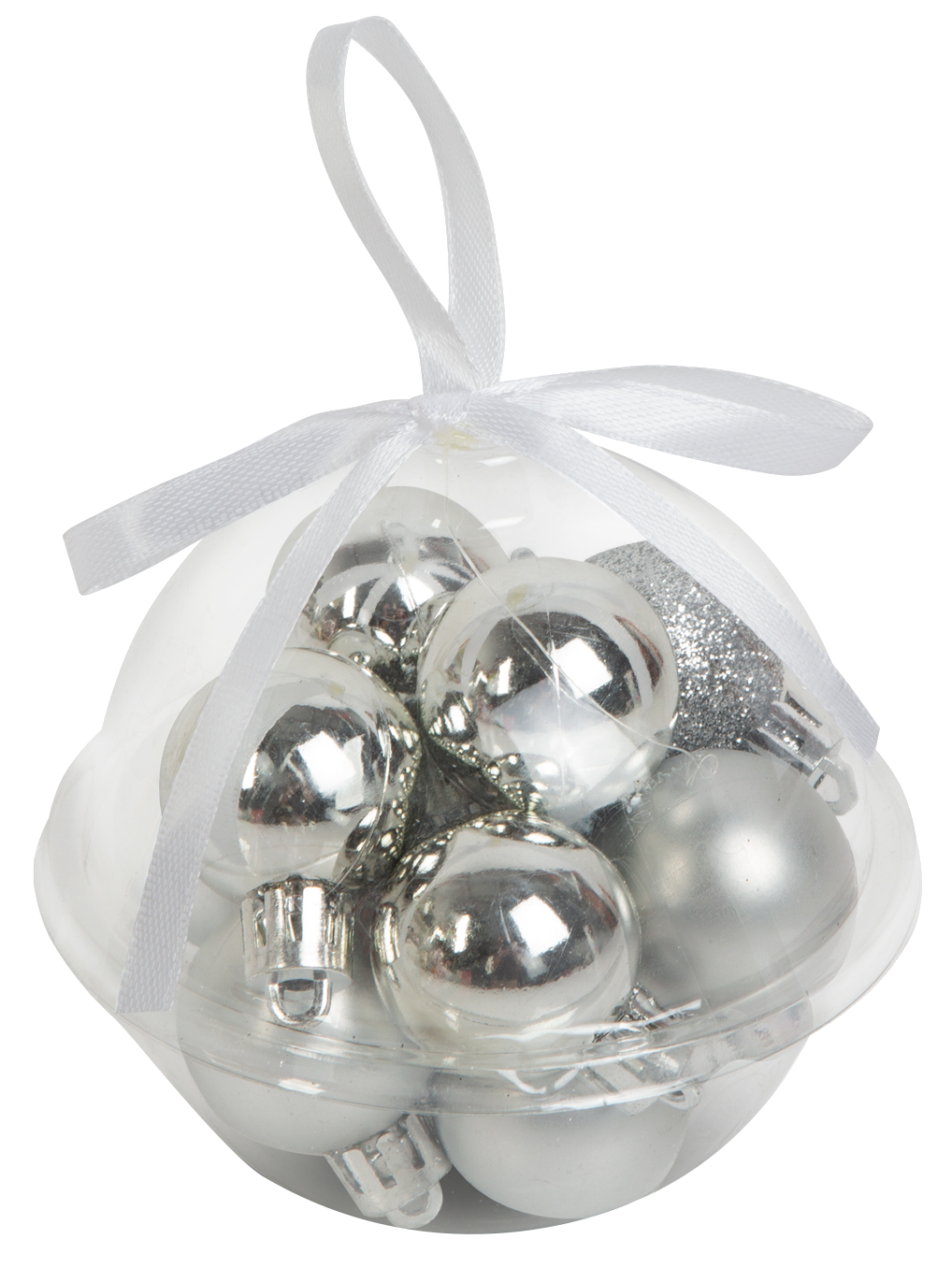 FAMILY CHRISTMAS Karácsonyfadísz szett, ezüst, 3 cm, 12 db / szett (58775A)