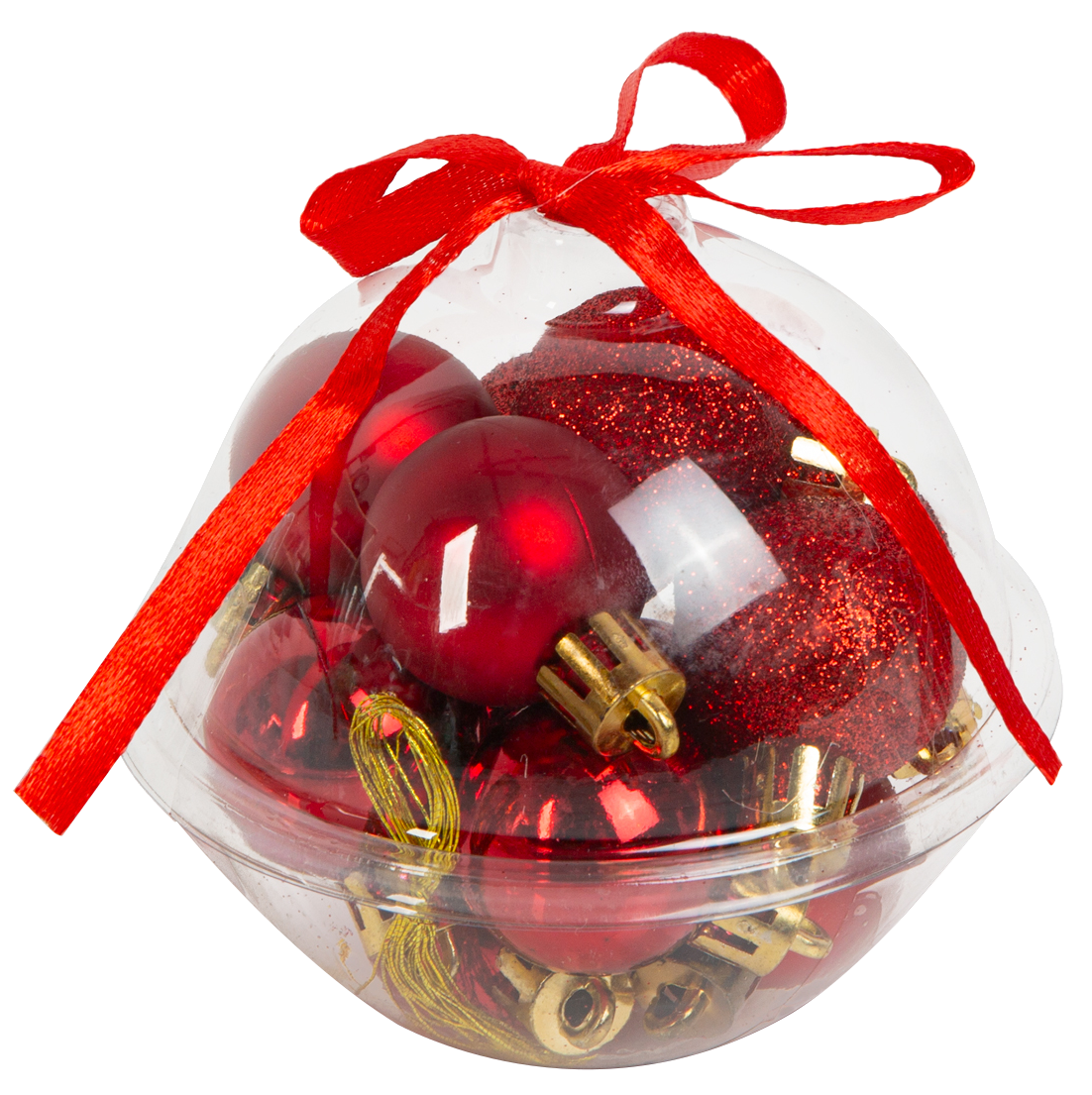 FAMILY CHRISTMAS Karácsonyfadísz szett, piros, 3 cm, 12 db / szett (58775C)