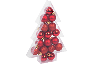 FAMILY CHRISTMAS Karácsonyfadísz szett, 3 féle piros, 3 cm, 17 db / szett (58777B)