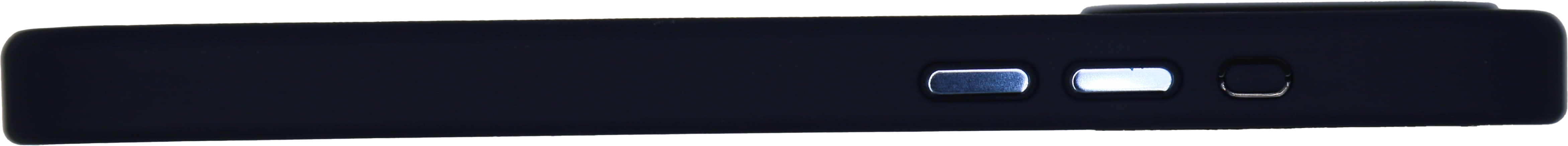 Une coque de téléphone noire avec trois boutons sur un côté.