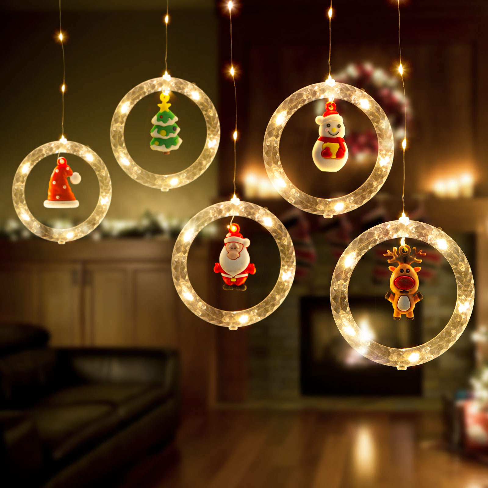 FAMILY CHRISTMAS LED-es fényfüggöny, mikulás, 1,8 x 0,5 méter, 125 LED, melegfehér (58918)