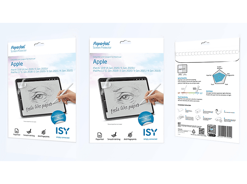 Thumbnail - ISY IPG-6200 Paperfeel Schutzfolie (für Apple iPad Air 10.9", 4. Gen (2020), 5. (2022) & Pro 11", 1. (2018), 2. 3r.Gen (...