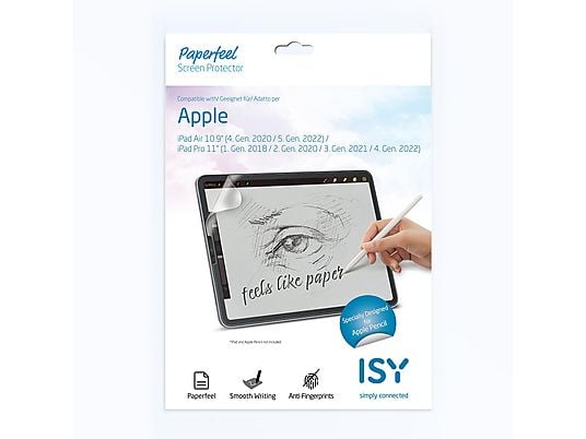 ISY IPG-6200 Paperfeel Schutzfolie (für Apple iPad Air 10.9", 4. Gen (2020), 5. Gen (2022) & iPad Pro 11", 1. Gen (2018), 2. Gen (2020), 3r.Gen (2021), 4. Gen (2022))