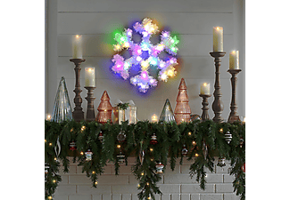 FAMILY CHRISTMAS Karácsonyi dekoráció, irizáló, színes LED-es hópehely, 32 cm, 3xLR44 (58941)