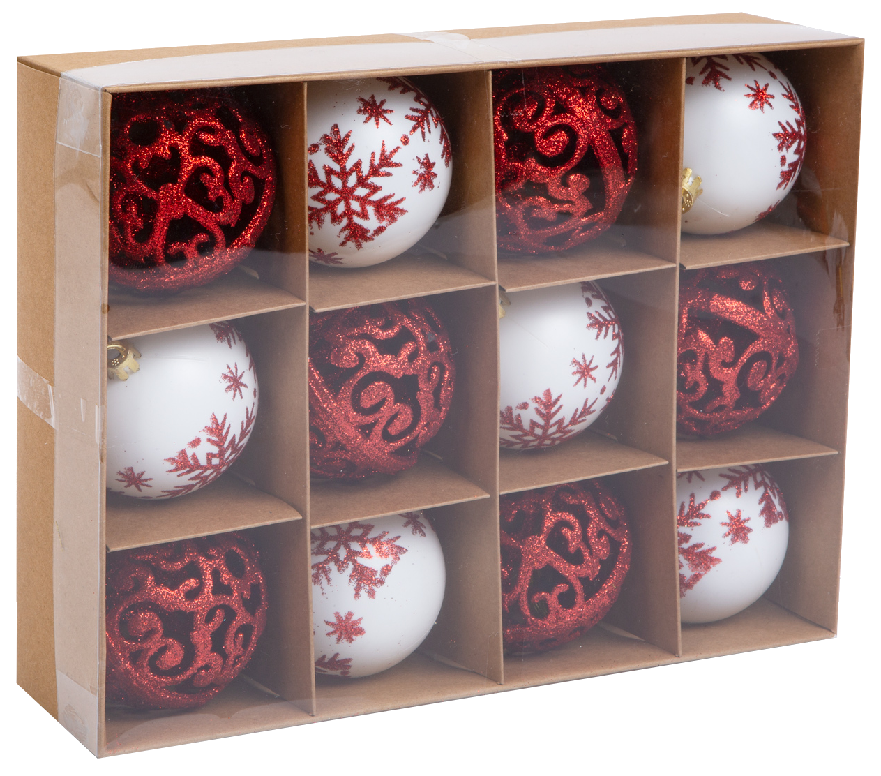 FAMILY CHRISTMAS Karácsonyfadísz szett, gömbdísz, 6 cm, 12 db / szett (58785)