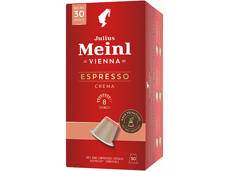 Julius Meinl Espresso Crema Biologisch Abbaubare Kaffeekapseln, 30 Stück, Kompatibles System: Nespresso