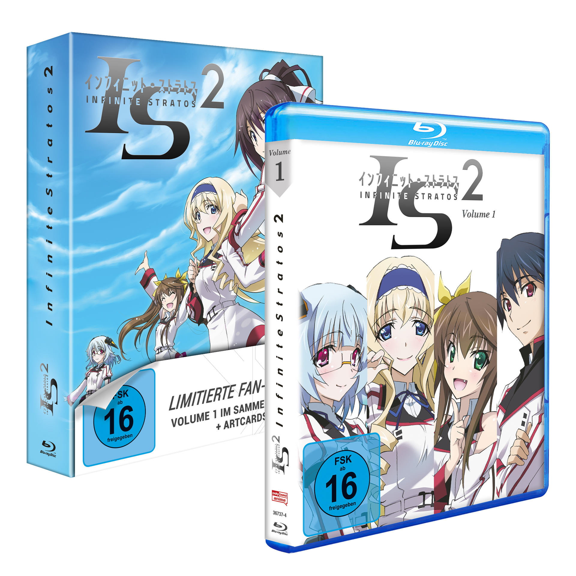 Box-Set des Anime 'Infinite Stratos 2'. Die Box zeigt Bilder der Anime-Charaktere.
