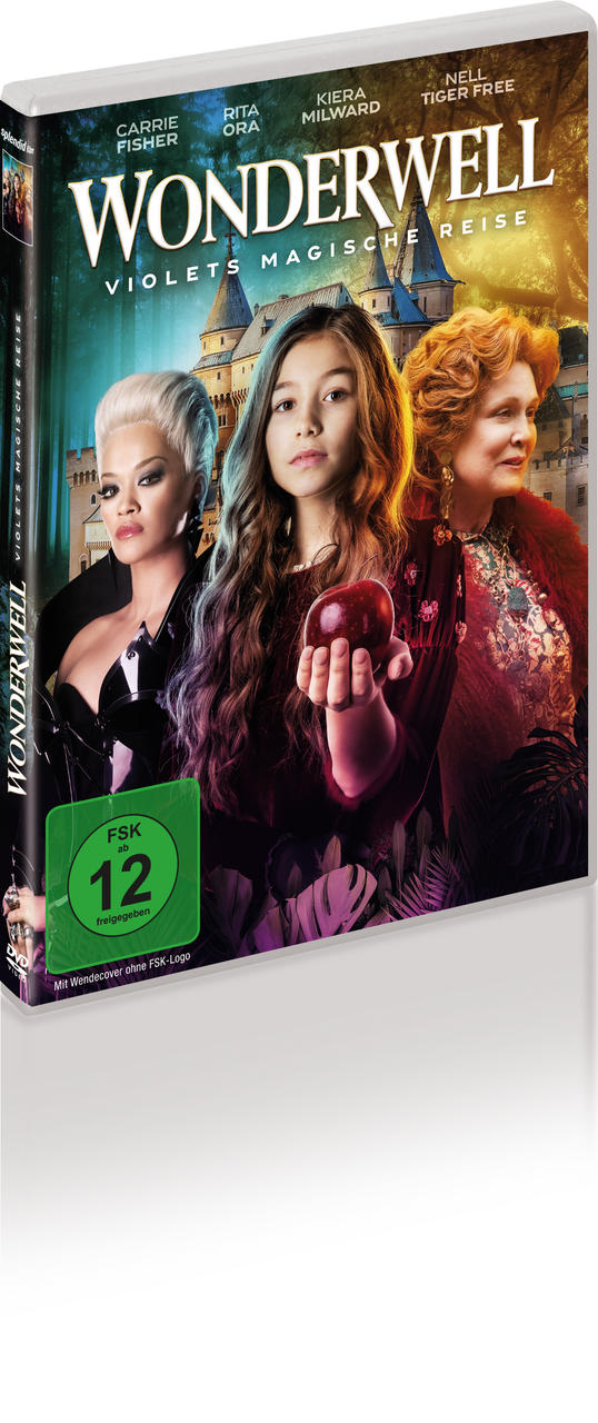 DVD-Hülle mit drei Frauen. Titel: Wonderwell: Violet's Magical Journey. Burg im Hintergrund.
