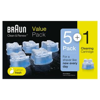 Accesorio afeitadora - Braun Clean&Renew, Cartuchos de limpieza, Máxima higiene, 6 unidades