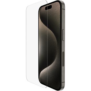Protector pantalla - Belkin TemperedGlass, Apple, iPhone 15 Pro, Cristal templado